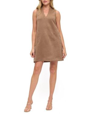 O.L. Faux Suede Sleeveless Minidress - Natural