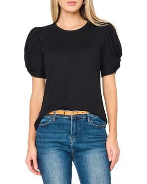 Gibsonlook Twist Puff Sleeve Luxe T-Shirt - Black