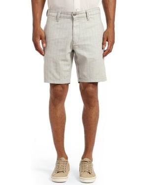 Mavi Noah Pinstripe Flat Front Stretch Twill Shorts - Natural