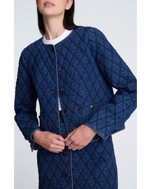 Kenneth Cole Quilted Denim Jacket - Blue