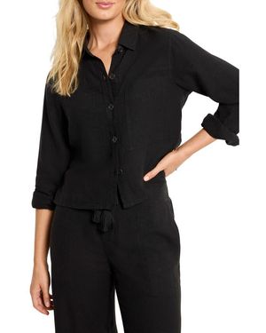 NIC+ZOE Rumba Linen Blend Shirt Jacket - Black
