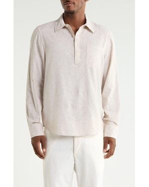 14th & Union Mariner Linen & Cotton Long Sleeve Shirt - Gray