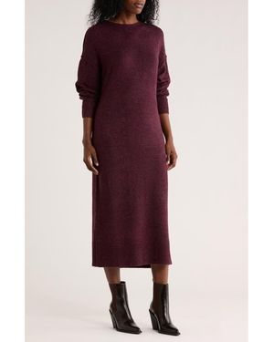 STITCHDROP Tribeca Long Sleeve Midi Sweater Dress - Purple