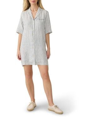 Faherty Paradise Point Stripe Linen Shirtdress - White