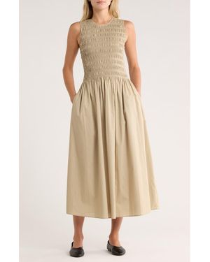Rag & Bone Lane Sleeveless Smocked Cotton Maxi Dress - Natural