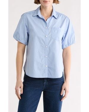 Beach Lunch Lounge Corey Short Sleeve Cotton Button-Up Shirt - Blue