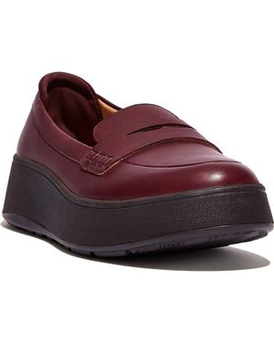 Fitflop F-Mode Leather Flatform Penny Loafer - Red
