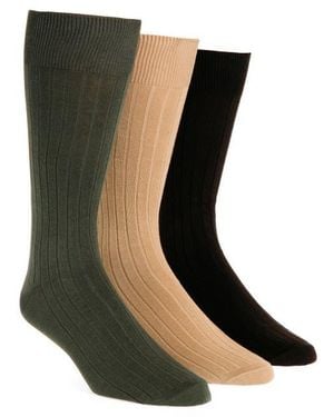 Lorenzo Uomo Assorted 3-Pack Cotton Blend Dress Socks - Black