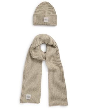 UGG Chunky Knit Beanie & Scarf Set - Natural