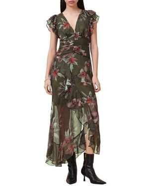 AllSaints Brea Orchid Print Asymmetric Dress - Multicolor