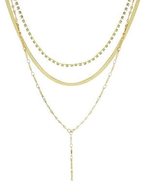 Panacea Crystal Chain Layered Y-Necklace - Blue