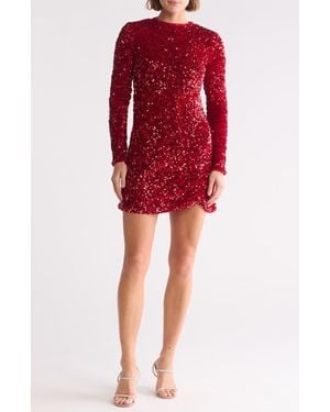 Rachel Parcell Sequin Ruched Mini Dress - Red