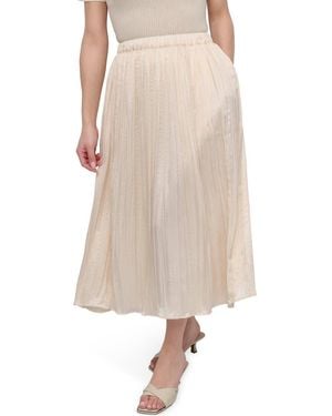 DKNY Crushed Pleated Midi Skirt - Natural