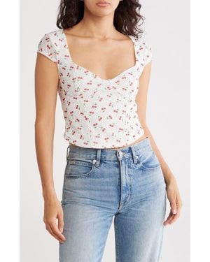 Madden Girl Cap Sleeve Corset Top - White