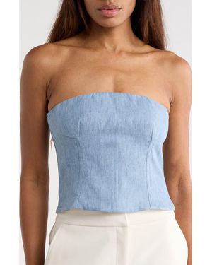 Twp Jillian Strapless Bustier Crop Top - Blue