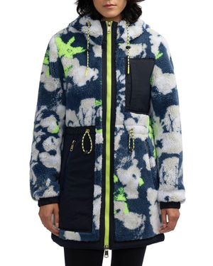 Scotch & Soda Water Repellent Faux Shearling Panel Hooded Jacket - Blue
