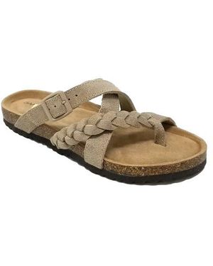 GAAHUU Suede Braided Crisscross Sandal - Brown