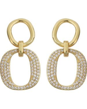 Panacea Crystal Link Drop Earrings - Metallic