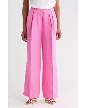 Kenneth Cole Linen Blend Wide Leg Pants - Pink
