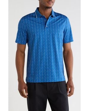 Bugatchi Short Sleeve Knit Polo - Blue