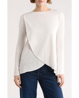 Go Couture Long Sleeve Cross Hem T-Shirt - White