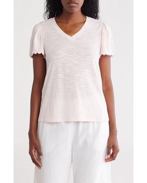 Caslon Scallop Trim T-Shirt - White