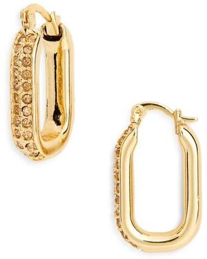 Kurt Geiger Pavé Crystal Oval Hoop Earrings - Metallic