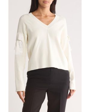 Parker Cargo Pocket Sweater - White