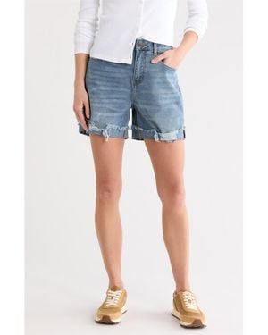 Vigoss Rolled Cuff High Waist Denim Shorts - Blue