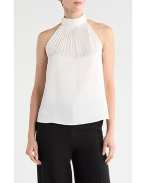 Catherine Malandrino Emboidered Collar Halter Top - Natural