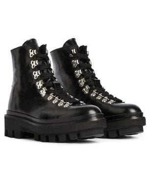 AllSaints Wanda Genuine Shearling Lug Sole Combat Boot - Black
