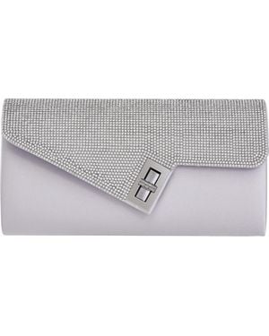 Lady Couture Chic Rhinestone & Satin Envelope Clutch - Gray