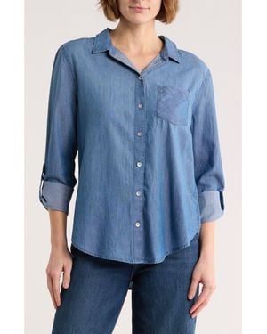 Caslon Casual Chambray Button-Up Shirt - Blue