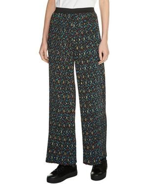 Maje Floral Print Pleat Pants - Black