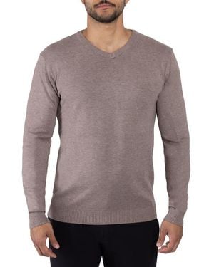 Xray Jeans V-Neck Ribbed Knit Sweater - Gray