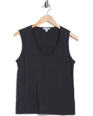 James Perse V-Neck Cotton Tank - Blue