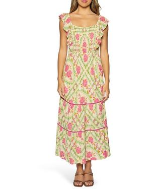 Lost + Wander Fiesta Flora Midi Dress - Metallic