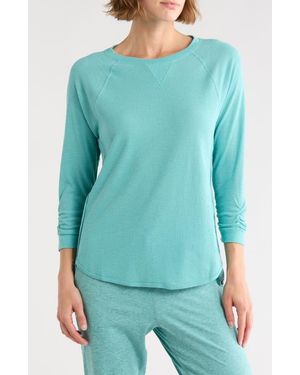 DKNY Slub Waffle High-Low T-Shirt - Blue
