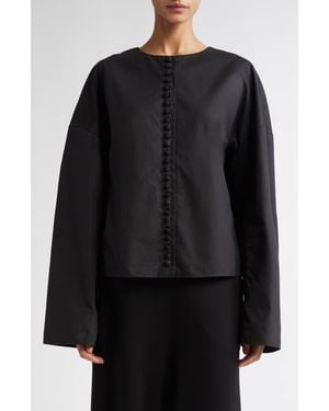 FFORME Fish Oversized Organic Cotton Poplin Shirt Jacket - Black