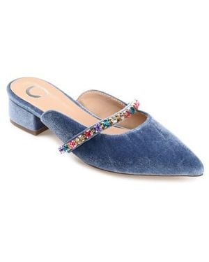 Journee Collection Jewel Embellished Pointed Toe Mule - Blue