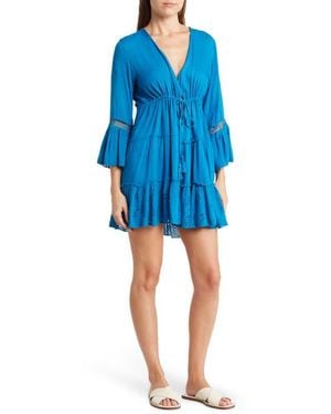 Boho Me Eyelet Flounce Cover-Up - Blue