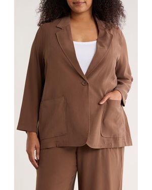 Max Studio Oversize Brushed Twill Blazer - Brown