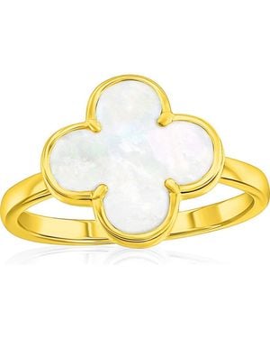 Simona Mother-Of-Pearl Clover Ring - Yellow