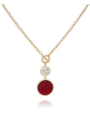 Tahari Pavé Pendant Drop Toggle Necklace - White
