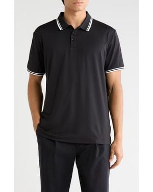 Tom Baine Tipped Performance Polo - Black