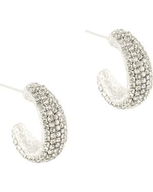 Deepa Gurnani Biles Crystal Hoop Earrings - White