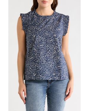 DR2 by Daniel Rainn Smocked Ruffle Tank - Blue