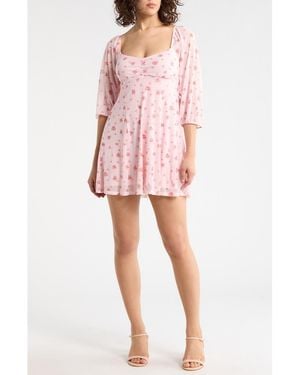 Abound Puff Sleeve Mesh Minidress - Pink