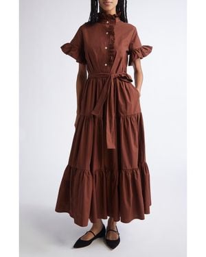 MILLE Victoria Ruffle Front Dress - Brown