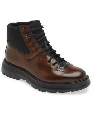 Stuart Weitzman Mixed-Media Stretch Lace-Up Ankle Boots - Brown